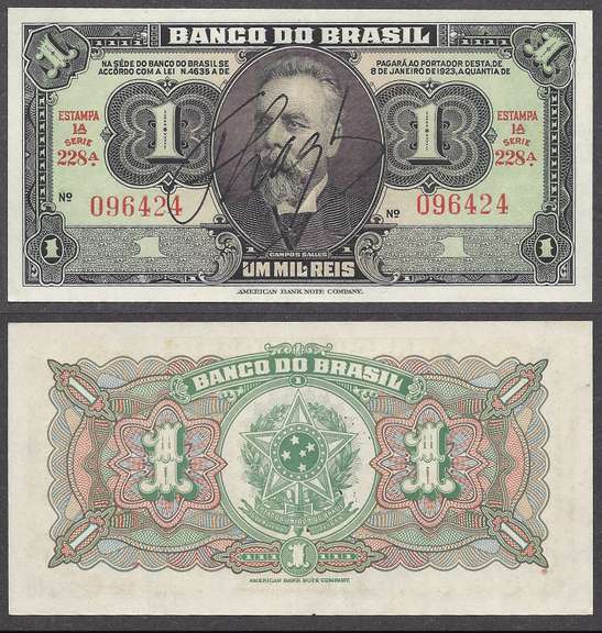 $1 1923 Banco Do Brasil Serie 228A
