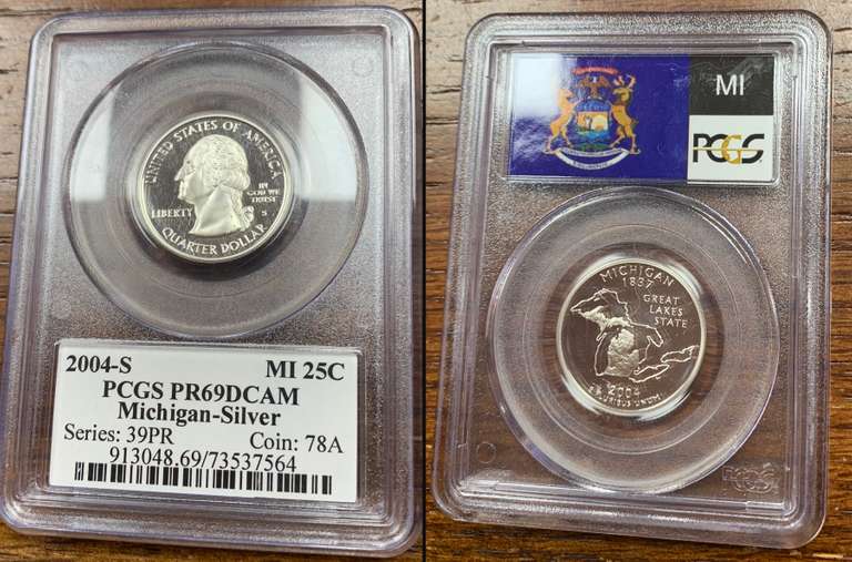 Michigan Silver Quarter 2004-S PCGS PR69DCAM