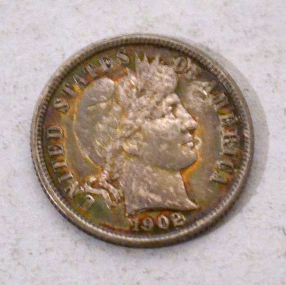 1902 Toned Unc Barber Dime