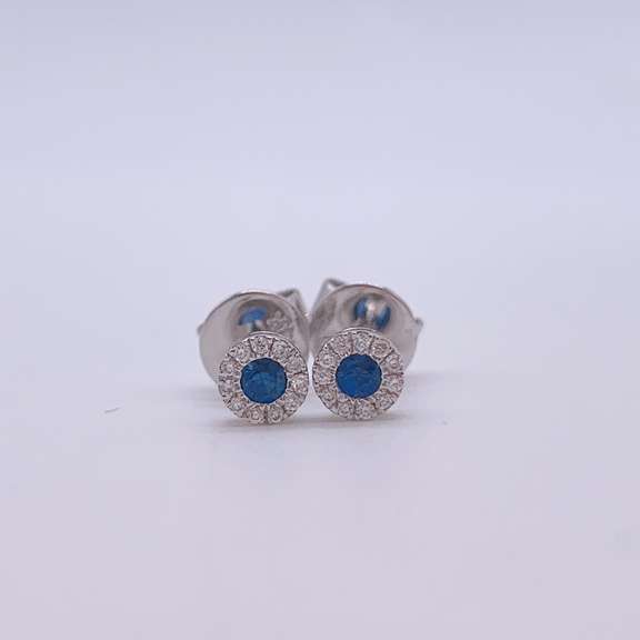 14kt Gold, Blue Sapphire & Diamond Earrings