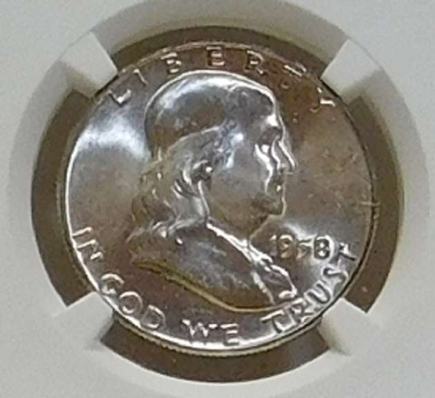 1958 Sil Franklin Hf NGC MS-64 near GEM