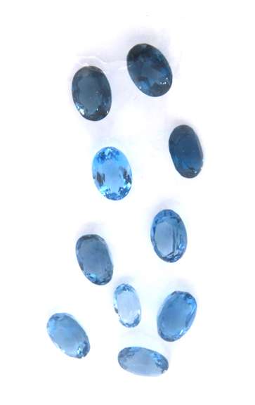 Lavish Group of 10 Oval Cut London Blue Topaz Gemstones, 10.40cts
