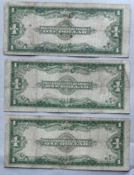 3 1923 Raw $ 1 Silver Certificates