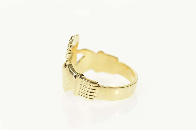 14K Yellow Gold Claddagh Symbol Traditional Irish Loyalty Ring