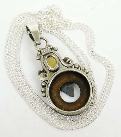 Sterling Citrine & 1945 India Coin Necklace