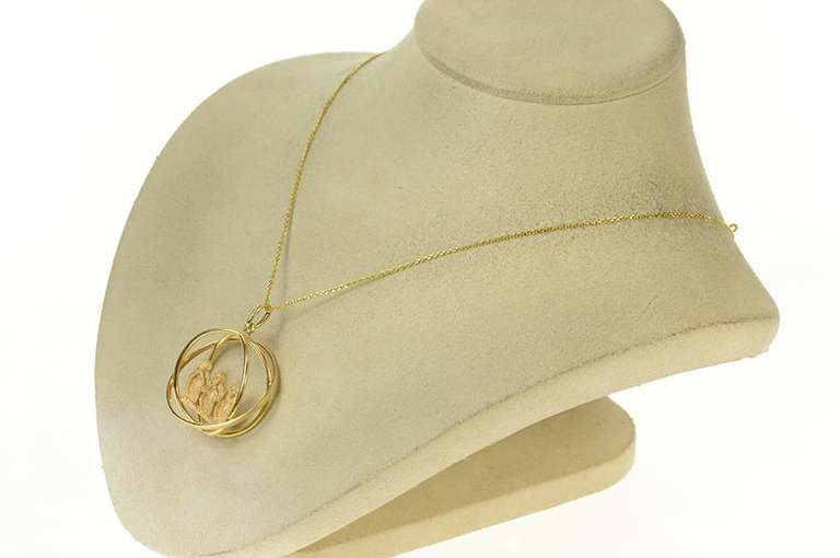 14K Yellow Gold See Speak Hear No Evil Monkey Medallion Charm/Pendant