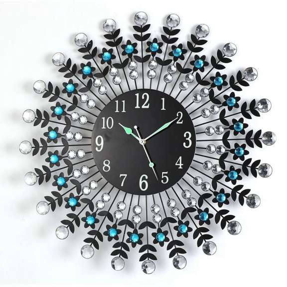 Large Modern 3D Crystal Wall Clock Luxury