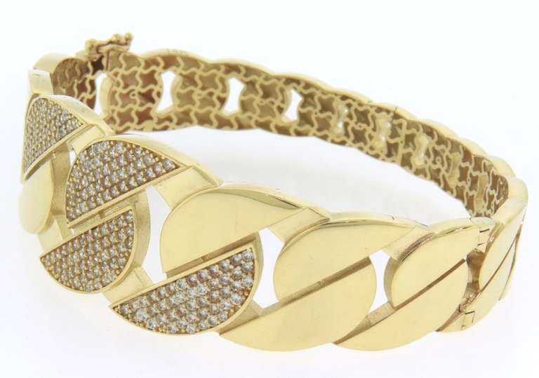 Impressive Handmade Italian 14k Gold Bracelet with Sparkling Cubic Zirconias