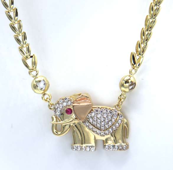 Adorable Elephant Pendant Necklace in 14kt Yellow Gold