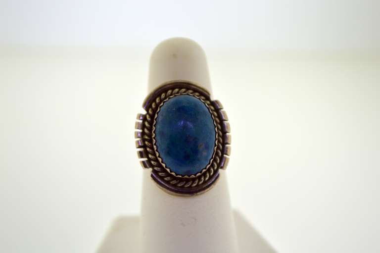 Vintage Sterling Silver Martinez Blue Aventurine Ring