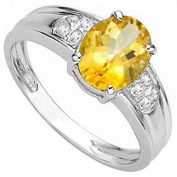 1.06 CT CITRINE & GENUINE DIAMOND 925 STERLING SILVER RING