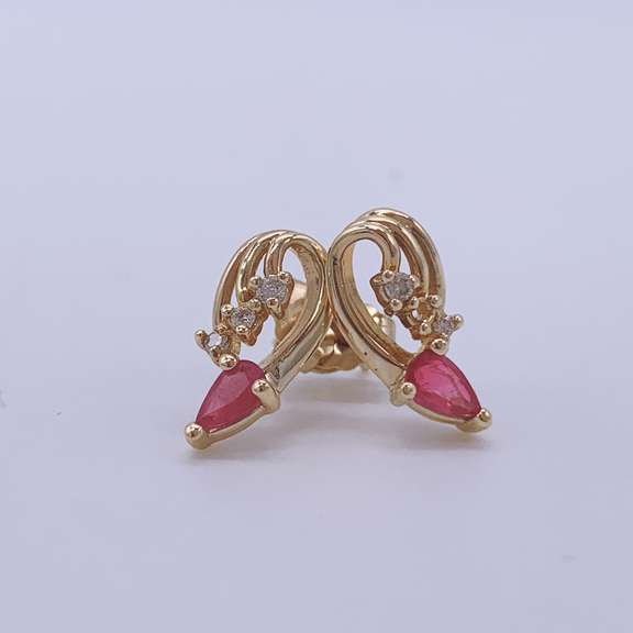 14kt Gold, Ruby, & Diamond Earrings