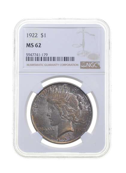 MS62 1922 Peace Silver Dollar - Graded NGC