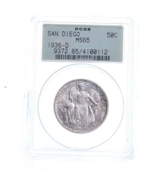 MS65 1936-D San Diego Exposition Commemorative Half Dollar - PCGS