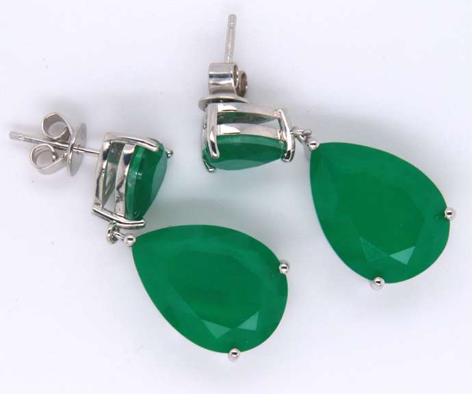 Green Cubic Zirconia Sterling Silver Dangle Earrings