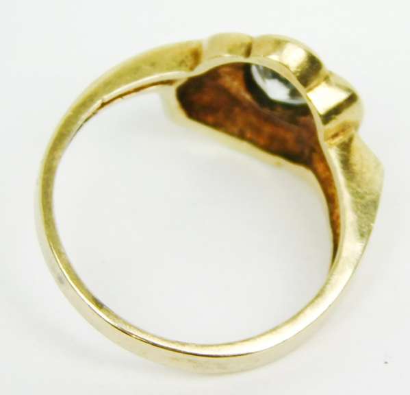 Retro 10K White Topaz Flower Ring, Size 5.5