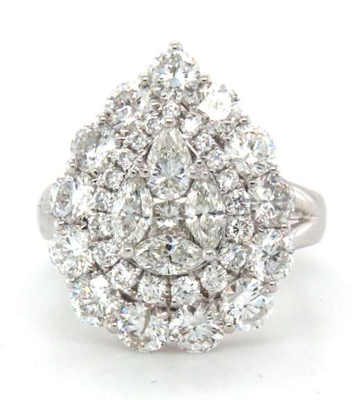 Enormous 18k Stamped White Gold Diamond Ring