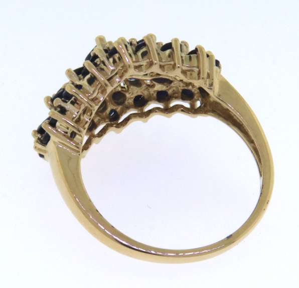 Fancy Yellow Gold Blue Sapphire Flower Cluster Ring