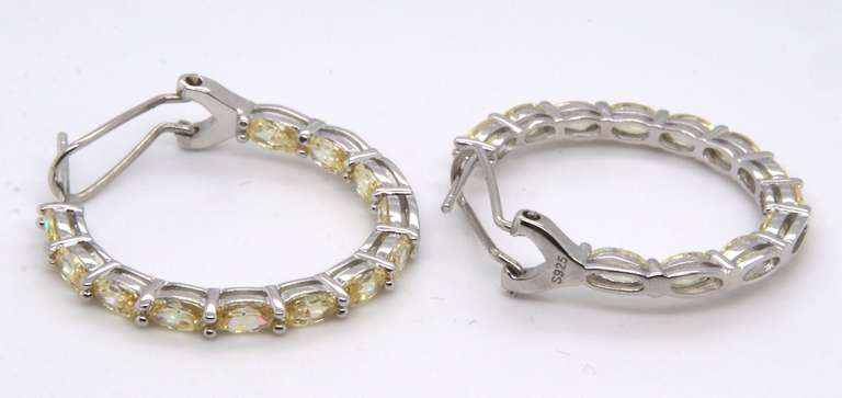Sterling Silver Yellow Cubic Zirconia Earrings