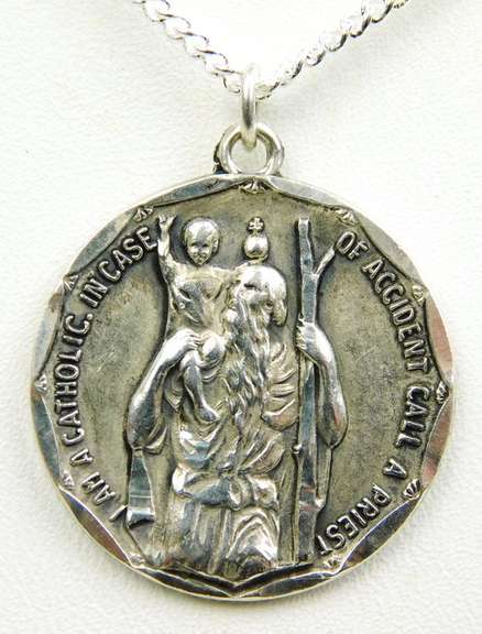 Vintage Sterling St. Christopher Catholic Medal Pendant
