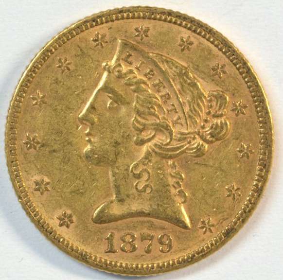 Original BU 1879 US $5 Liberty Gold Piece. Better date