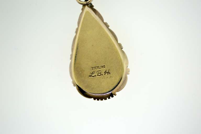 Sterling Silver Signed LBH Mexico Tiger Eye Pendant