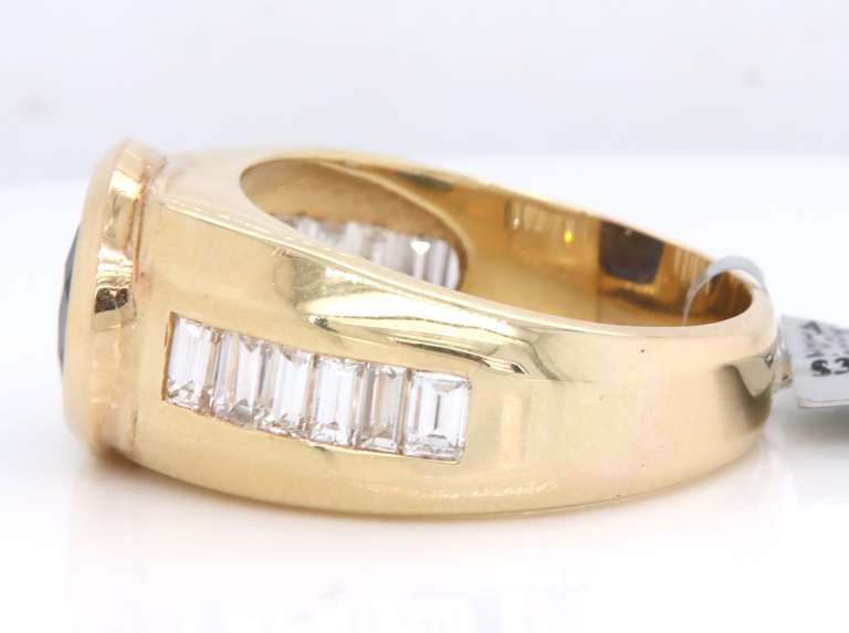 Incredible Yellow Gold Oval Sapphire and Diamond Ring