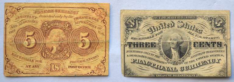 3 Cent & 5 Cent Fractional Currency Notes