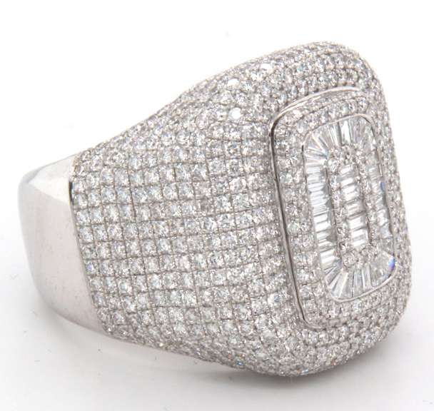 Overwhelmingly Rich Diamond Drenched 18k Stamped White Gold Ring