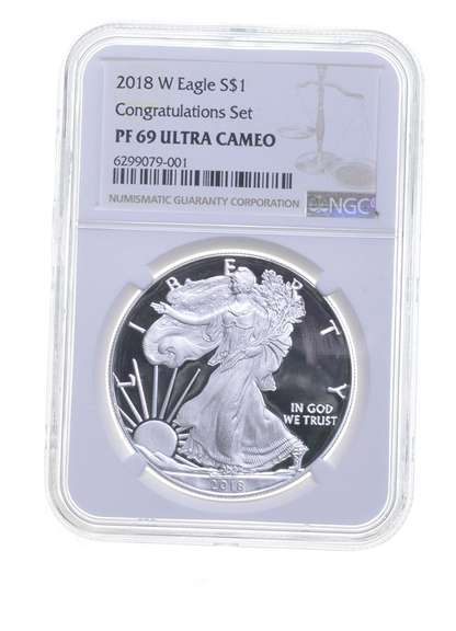 PF69 UCAM 2018-W American Silver Eagle - Congratulations Set - NGC