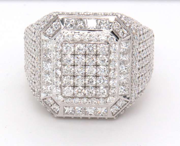 Geometric 18k Stamped White Gold Diamond Ring