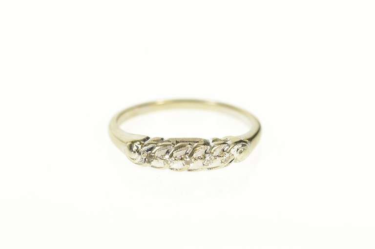 14K White Gold 1950's Diamond Classic Wedding Band Ring