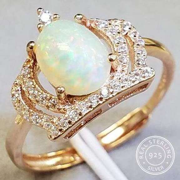 GENUINE ETHIOPIAN OPAL & CREATED WHITE SAPPHIRE 0.90 CT GENUINE ETHIOPIAN OPAL 925 STERLING SILVER RING (ADJUSTABLE OPEN RING)