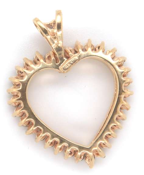 14 KT YELLOW GOLD AND DIAMOND HEART PENDANT