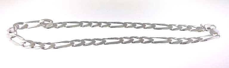 Handmade Italian Sterling Silver Figaro Chain Necklace