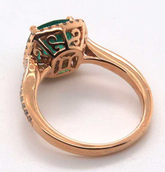 Excellent High Quality 18k Stamped Yellow Gold Emerald Ring with Diamonds