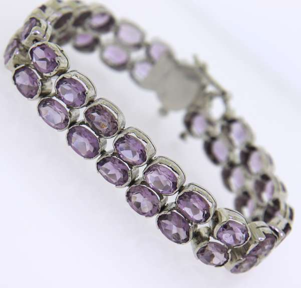 Sterling Silver Amethyst 2 Row Bracelet