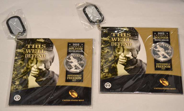 2 2012 Proof Silver Dollar Infantry Soldier Sets With Tags