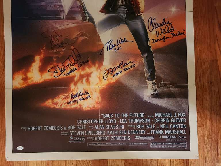 Back To The Future Cast x11 Michael J Fox Autographed ORIGINAL 27x40 Poster ACOA