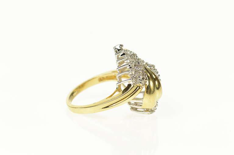 14K Yellow Gold 0.75 Ctw Wavy Diamond Cluster Statement Ring