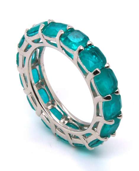 Sterling Silver Emerald Style Eternity Band