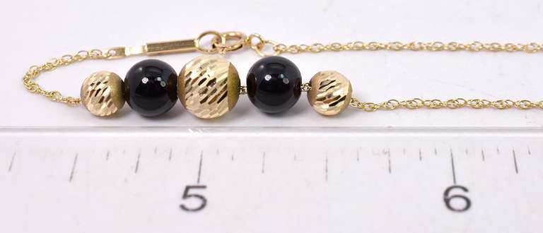 Delicate Ladies Beaded Necklace in 14K Yellow Gold