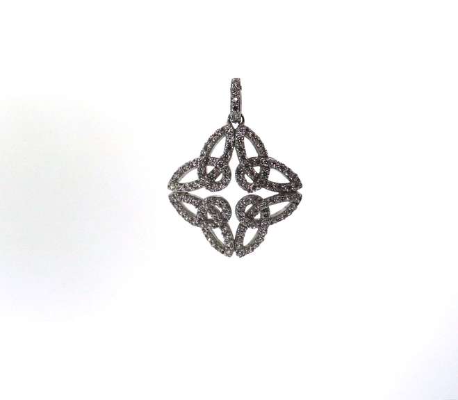 Contemporary Four-Point Sterling Silver Pendant with Cubic Zirconias