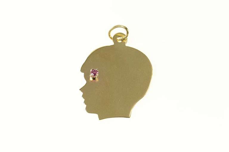 14K Yellow Gold Ruby Retro Boy Son Mother's Father's Day Charm/Pendant