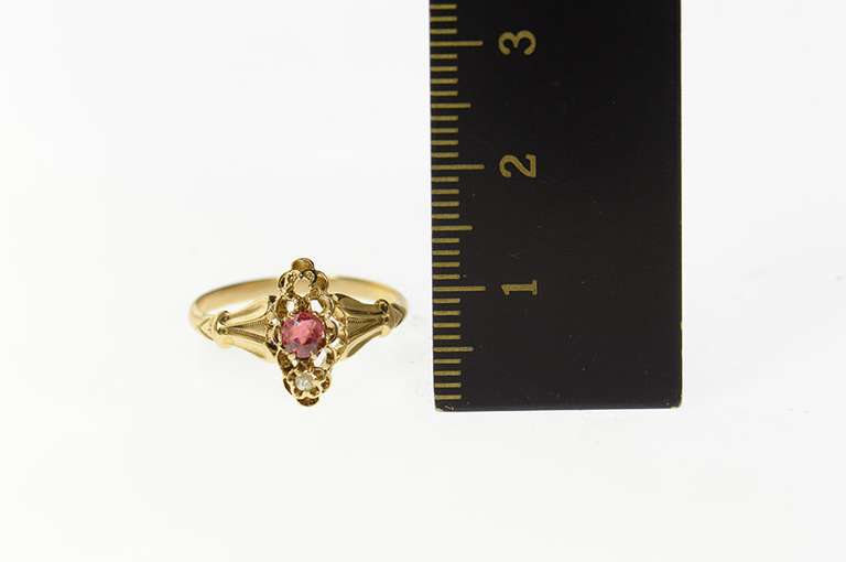 10K Yellow Gold Victorian Sim. Ruby Seed Pearl Statement Ring