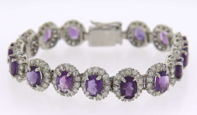 Sterling Silver Gemstone and Clear CZ Bracelet