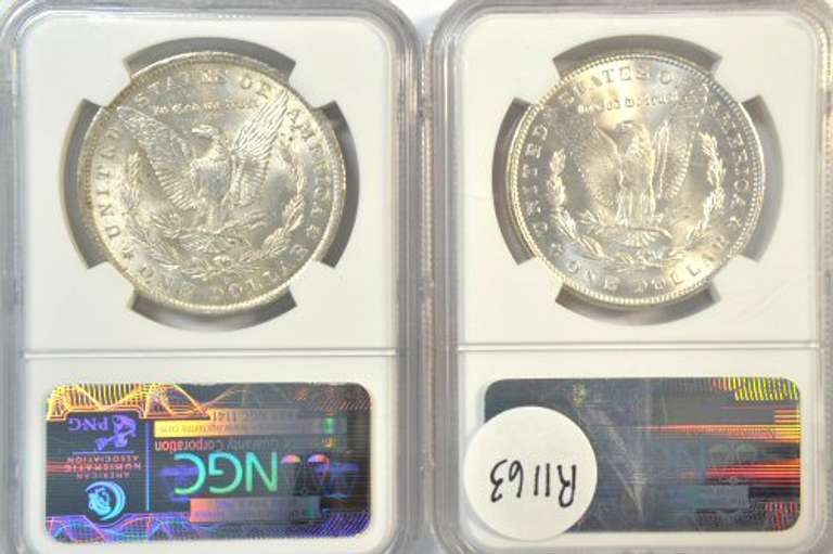 Choice BU 1885-O & 1886 Morgan Silver Dollars. NGC MS63
