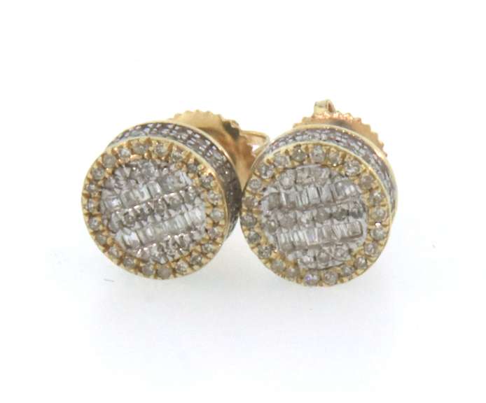 Stunning 14kt Yellow Gold Diamond Stud Cluster Earrings