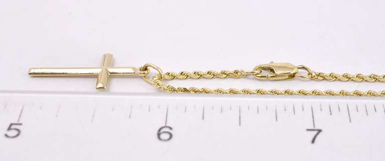 Subtle Cross Pendant in 14K Yellow Gold