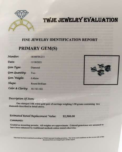 Elegant White Gold 0.40ctw Diamond Stud Earrings